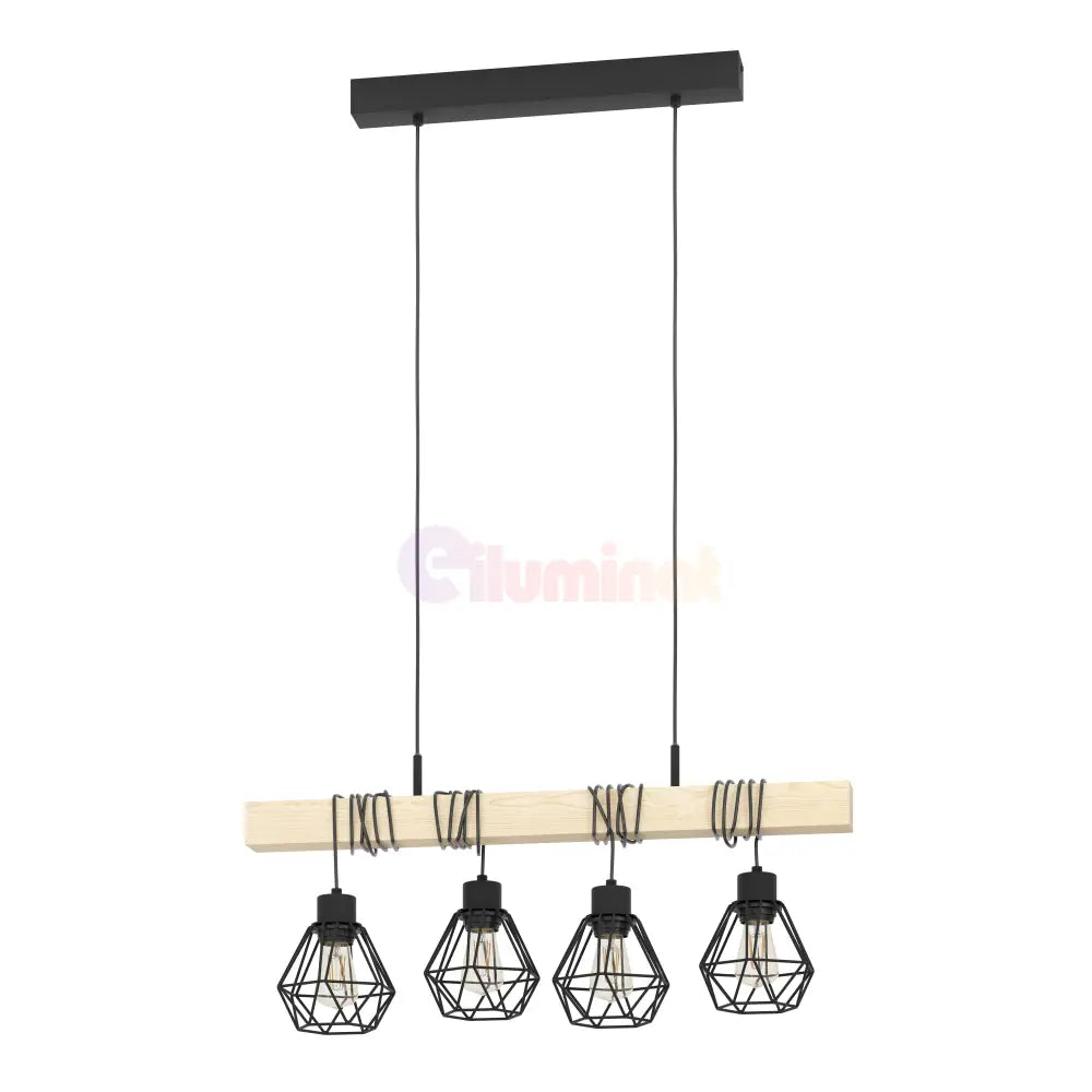 Lustra Suspendata TOWNSHEND Black & Wood Eglo Chandeliers