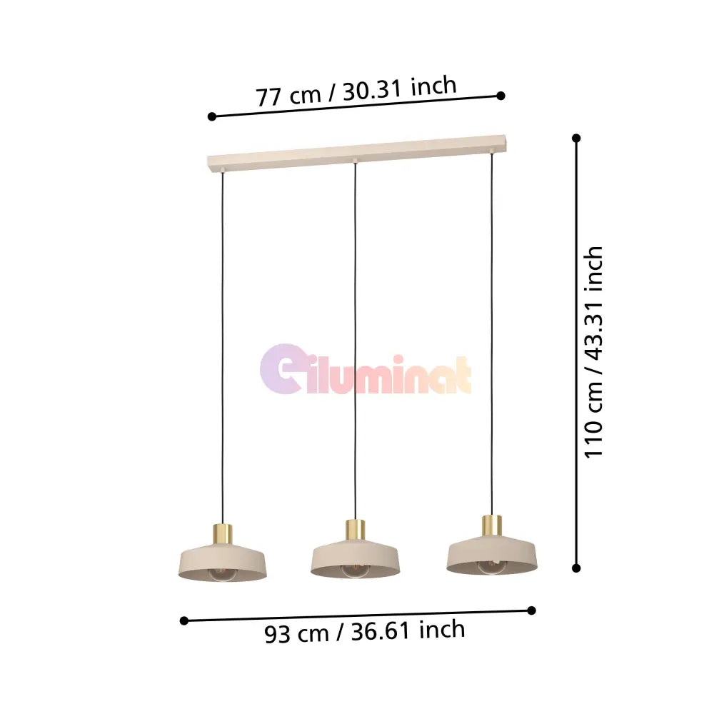 Lustra Suspendata VALDIOLA Cream 110CM Crem / ABAJUR / 110CM Chandeliers