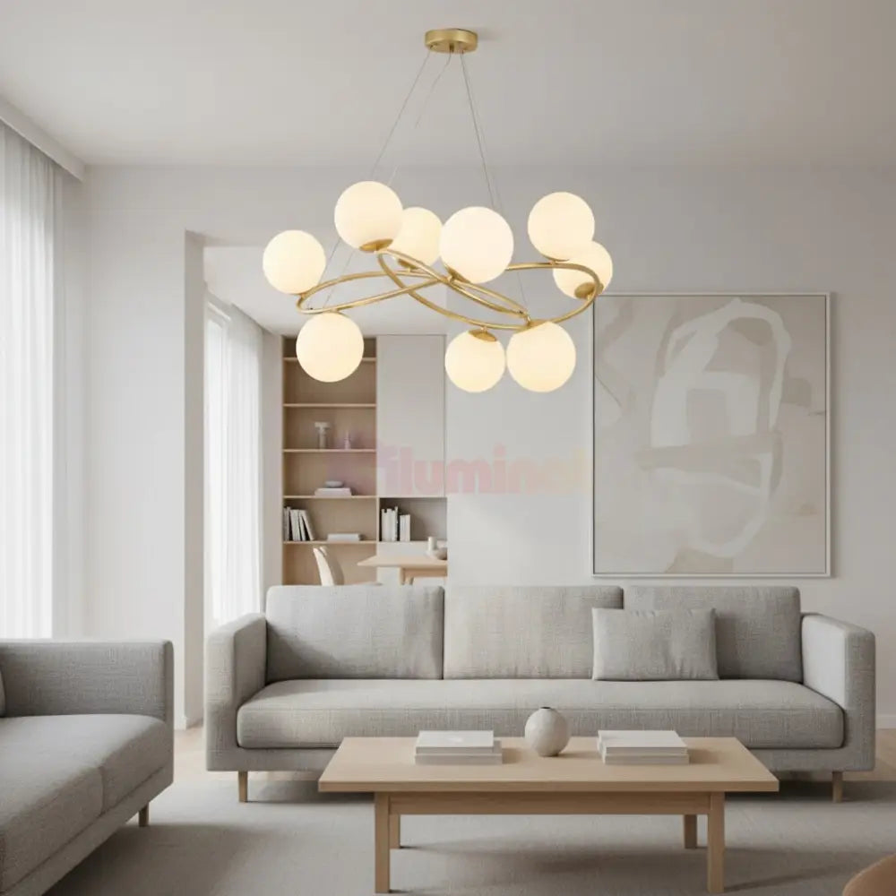 Lustra Suspendata VELURA Gold Abajur Mat Chandeliers