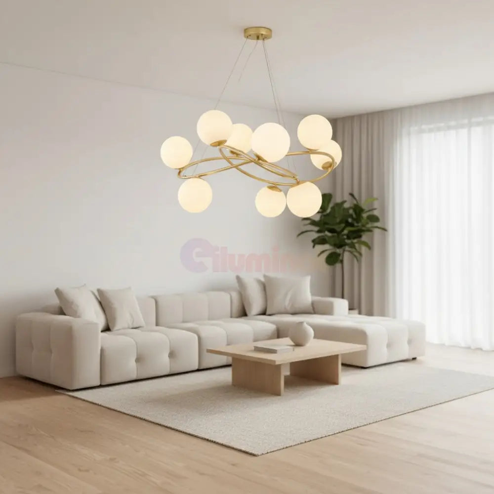Lustra Suspendata VELURA Gold Abajur Mat Chandeliers