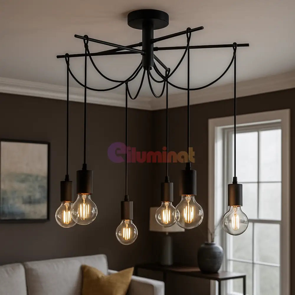 Lustra Suspendata Abajur 6xE27 Black NEAGRA / ABAJUR Chandeliers