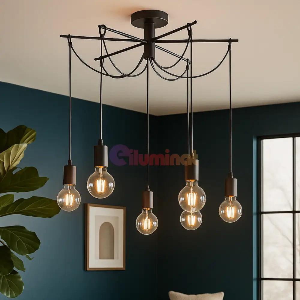 Lustra Suspendata Abajur 6xE27 Black NEAGRA / ABAJUR Chandeliers