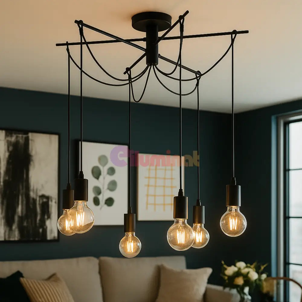 Lustra Suspendata Abajur 6xE27 Black NEAGRA / ABAJUR Chandeliers