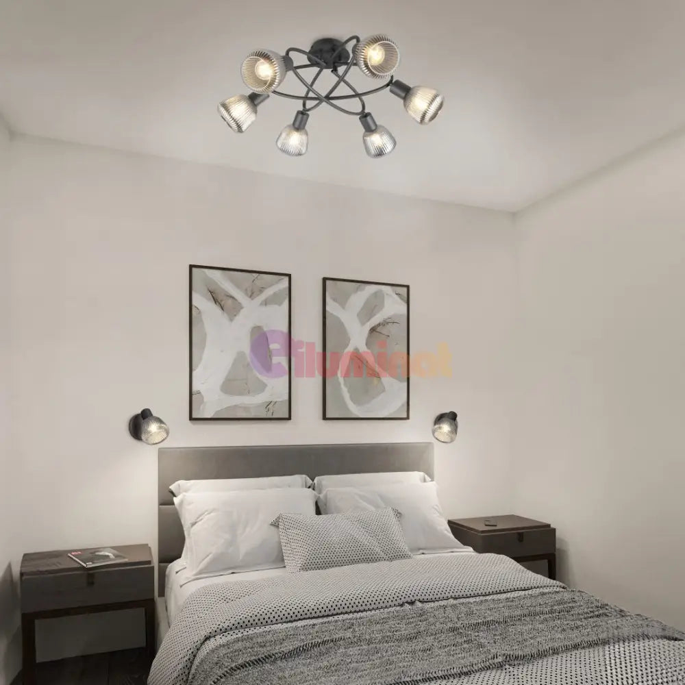 Lustra TARIFA Abajur Negru Mat 6xE14 NEAGRA / ABAJUR Chandeliers