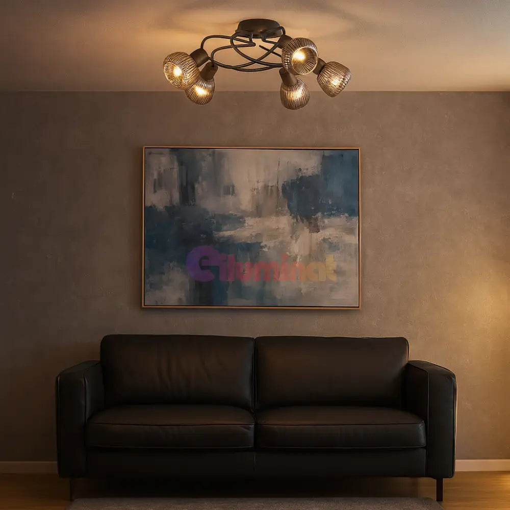 Lustra TARIFA Abajur Negru Mat 6xE14 NEAGRA / ABAJUR Chandeliers