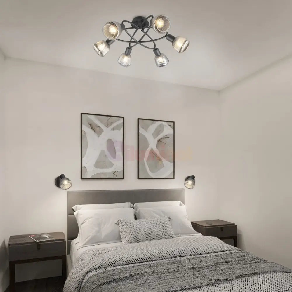 Lustra TARIFA Abajur Negru Mat 6xE14 NEAGRA / ABAJUR Chandeliers