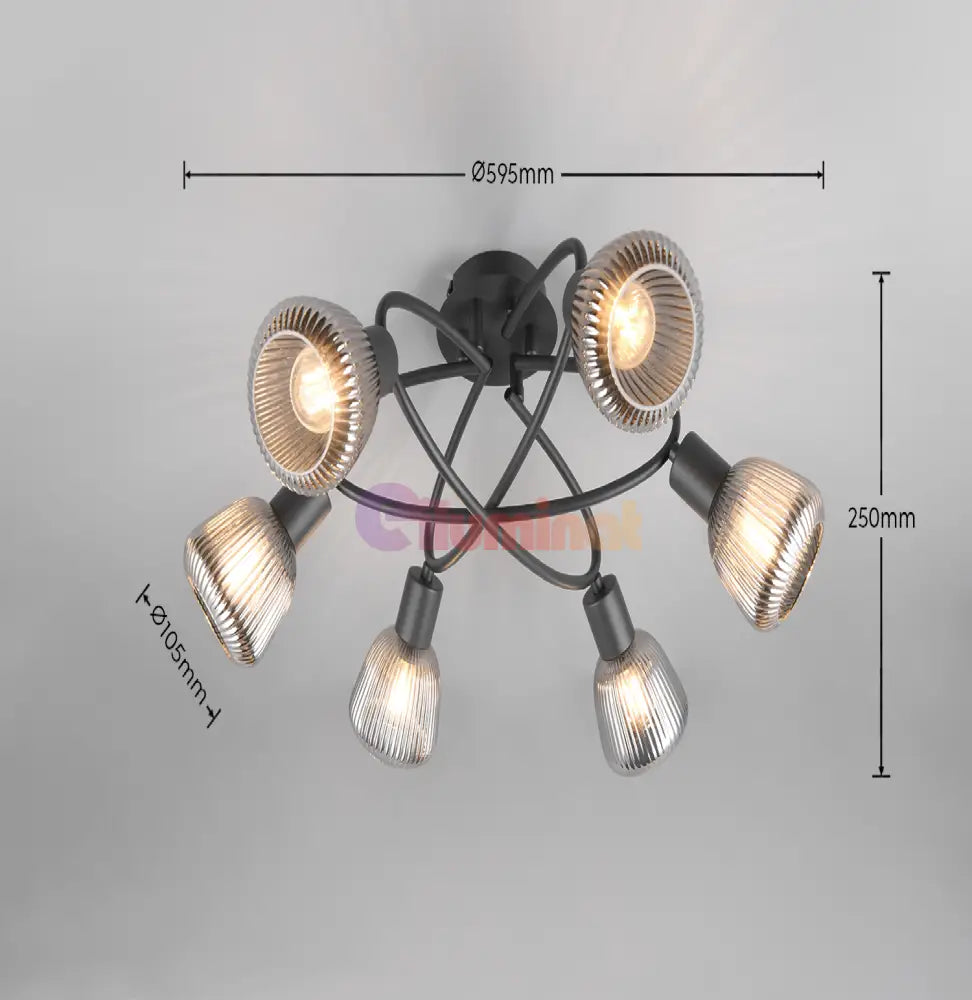 Lustra TARIFA Abajur Negru Mat 6xE14 NEAGRA / ABAJUR Chandeliers
