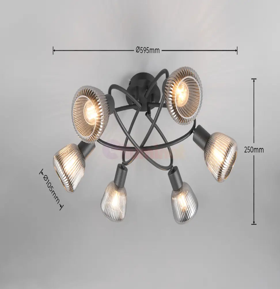Lustra TARIFA Abajur Negru Mat 6xE14 NEAGRA / ABAJUR Chandeliers