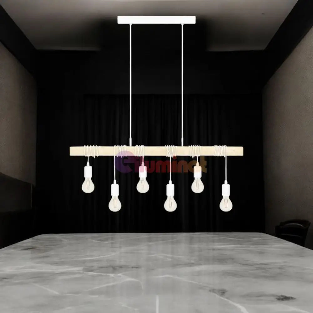 Lustra TOWNSHEND White Nature EGLO LEMN / VINTAGE SI RETRO DESIGN / 100CM Lighting Fixtures