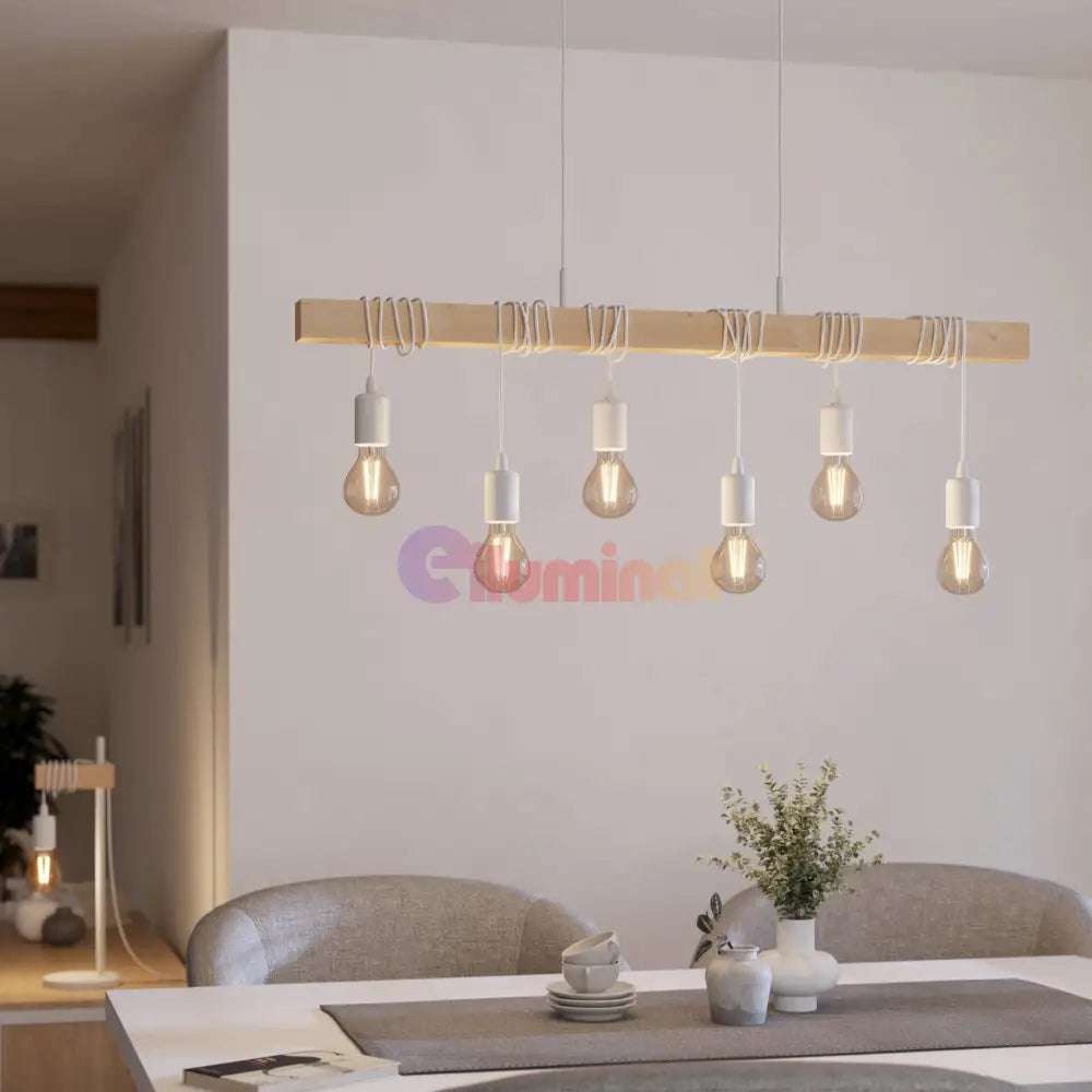 Lustra TOWNSHEND White Nature EGLO LEMN / VINTAGE SI RETRO DESIGN / 100CM Lighting Fixtures