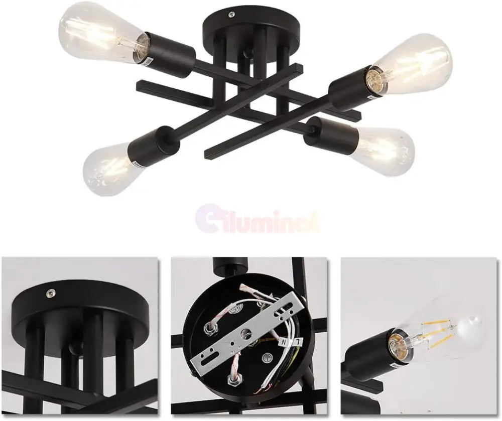 Lustra Vintage 4Xe27 Black 3215/4Bk Lighting Fixtures