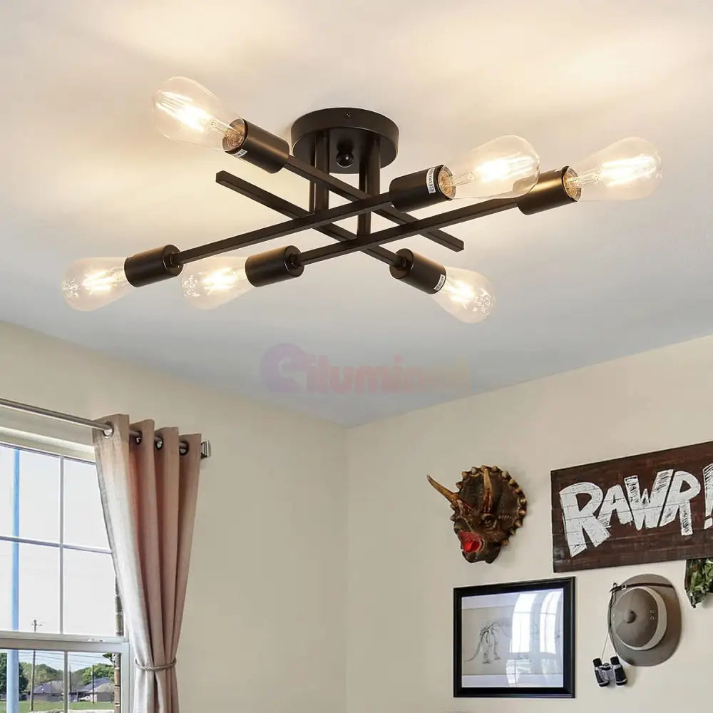 Lustra Vintage 6Xe27 Black 3215/6Bk Lighting Fixtures
