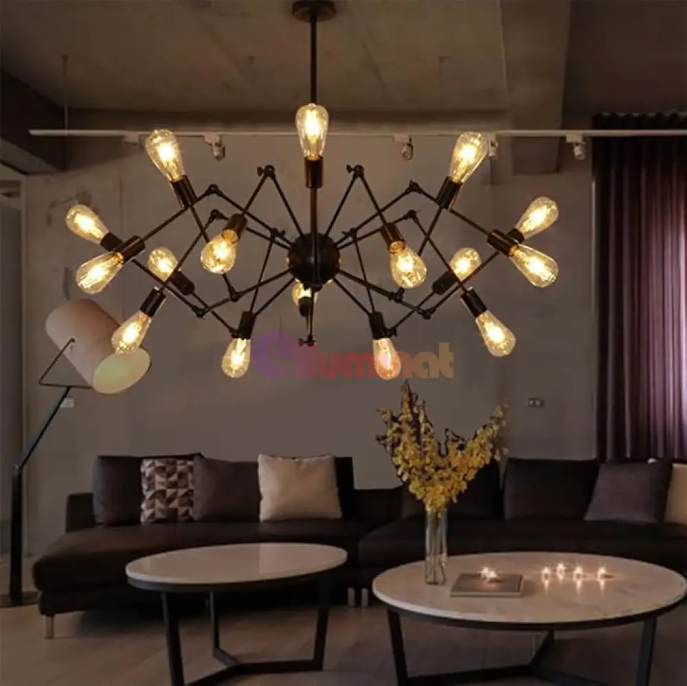 Lustra Black Widow 16xE27 NEAGRA / VINTAGE SI RETRO DESIGN Lighting Fixtures