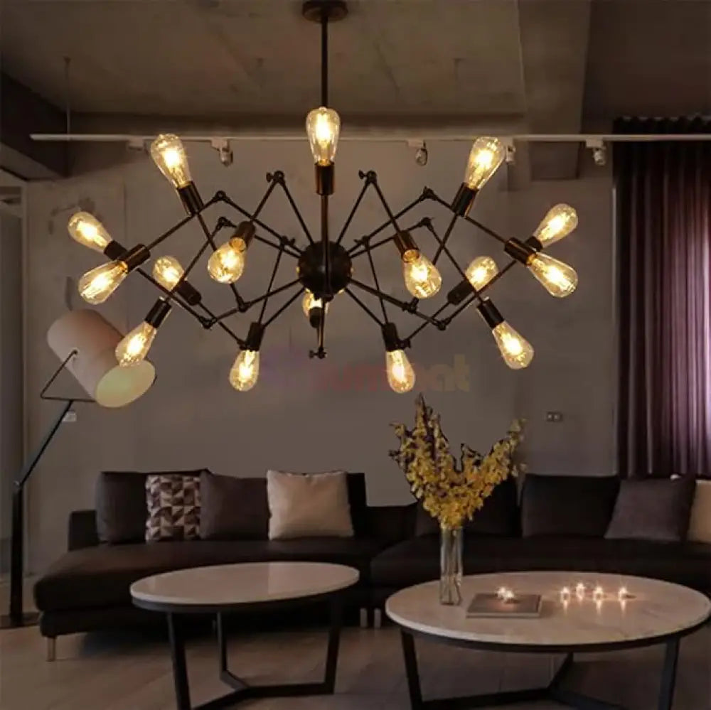 Lustra Black Widow 16xE27 NEAGRA / VINTAGE SI RETRO DESIGN Lighting Fixtures
