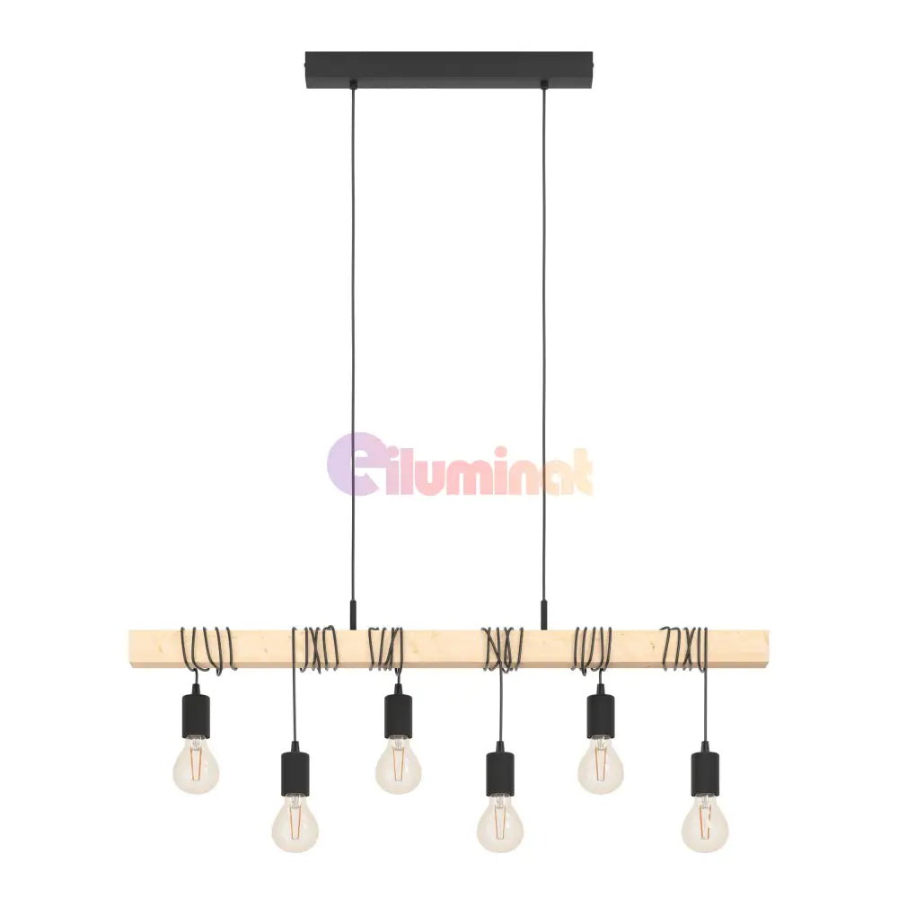 Lustra Vintage Lemn Design 6Xe27 Lighting Fixtures