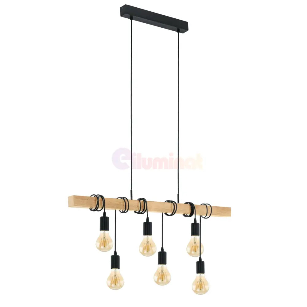 Lustra Vintage Lemn Design 6Xe27 Lighting Fixtures