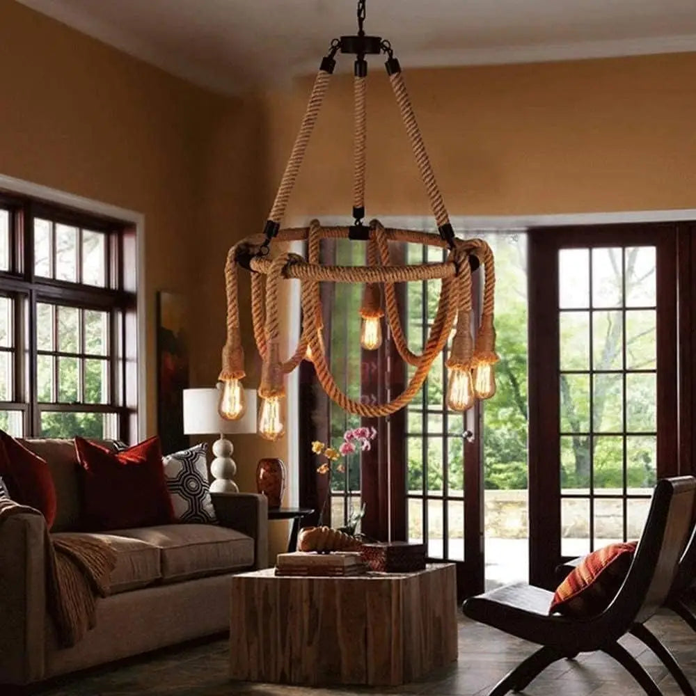 Lustra Vintage Rope Circle 6Xe27 Lighting Fixtures