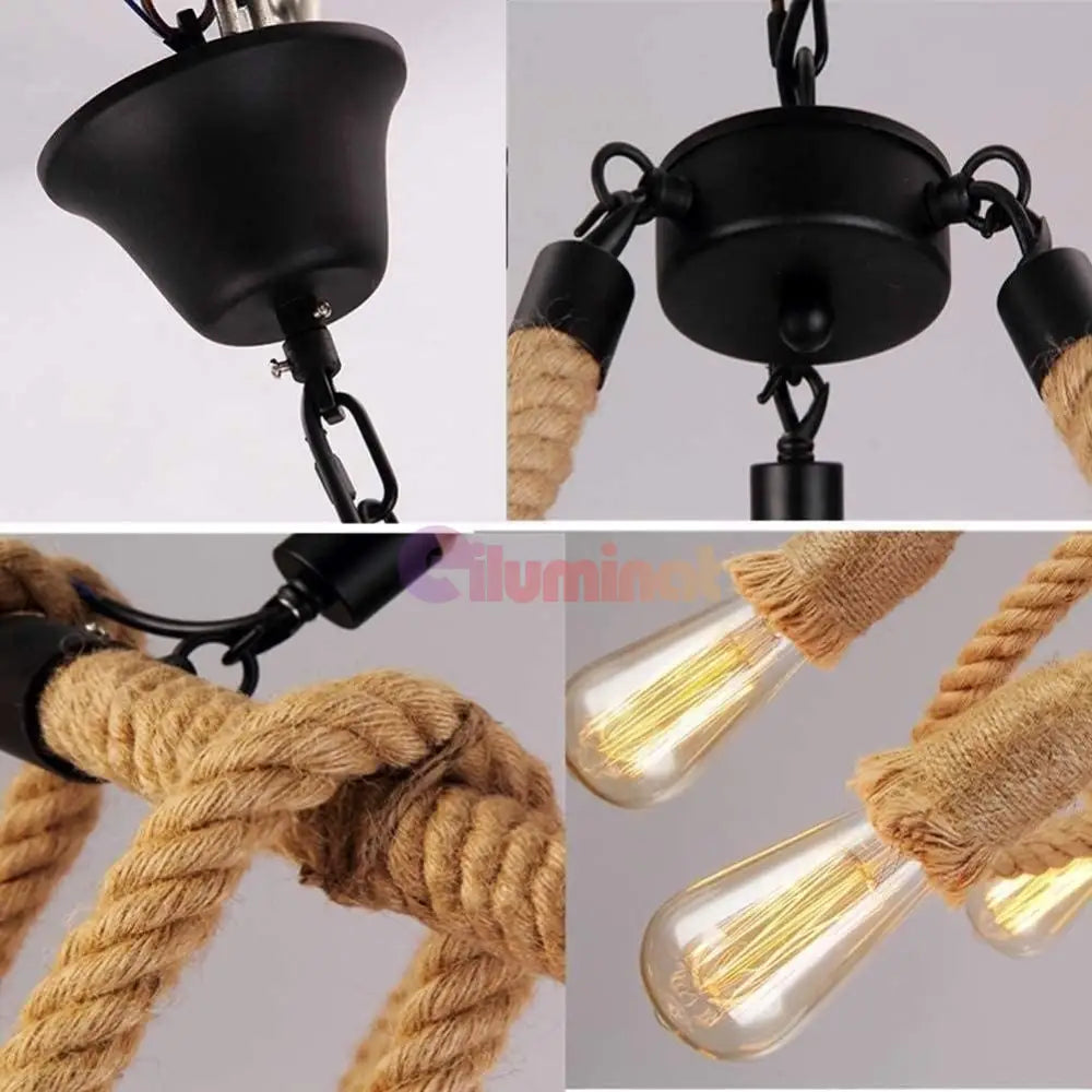 Lustra Vintage Rope Circle 6Xe27 Lighting Fixtures