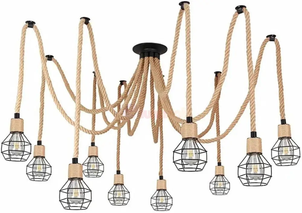 Lustra Vintage SPIDER ROPE 10xE27 NEAGRA / VINTAGE SI RETRO DESIGN Lighting Fixtures