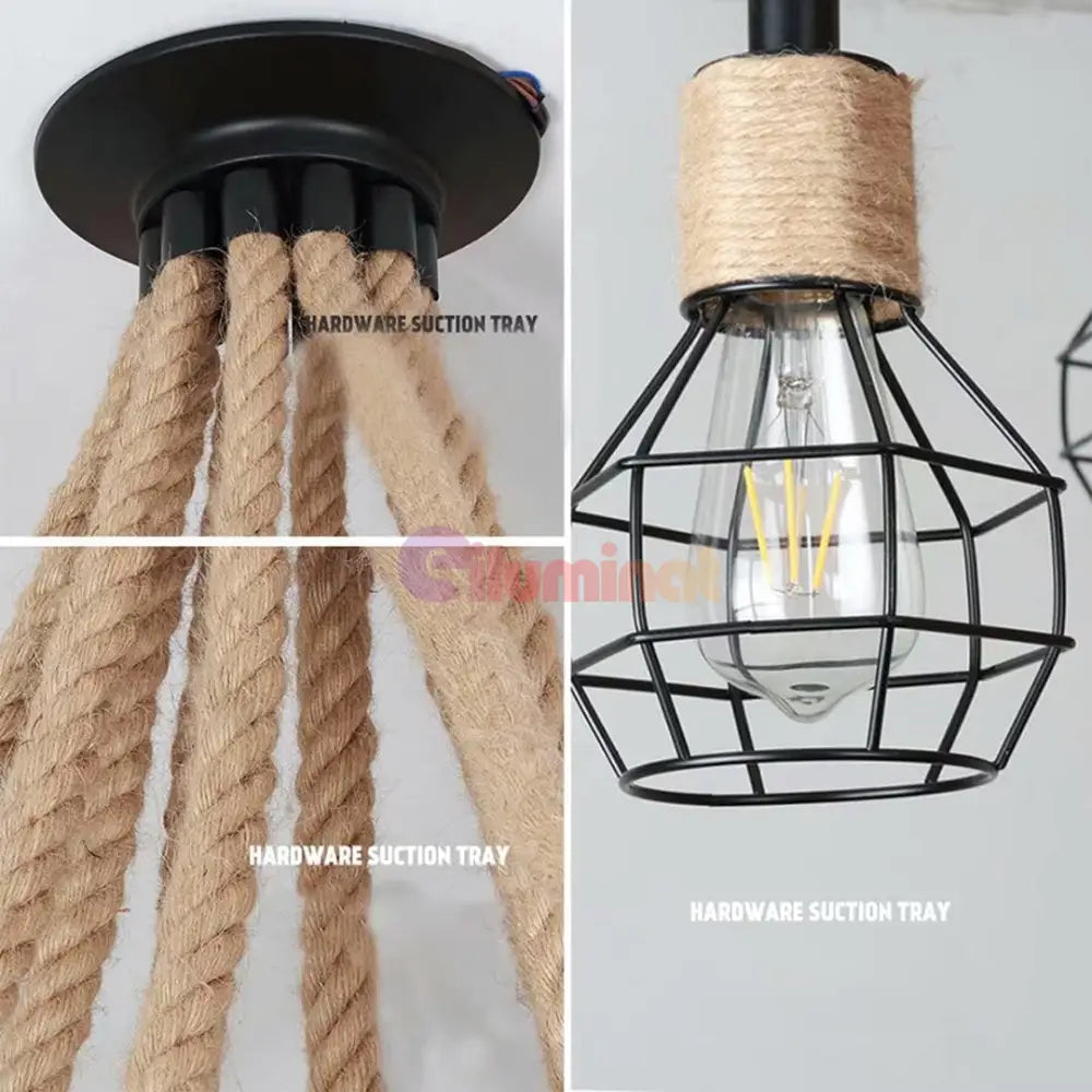 Lustra Vintage SPIDER ROPE 10xE27 NEAGRA / VINTAGE SI RETRO DESIGN Lighting Fixtures