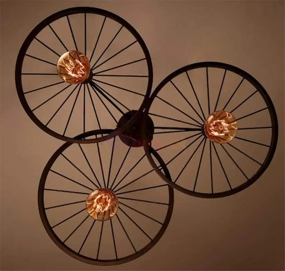 Lustra Vintage Wheels Black 3xE27 NEAGRA / VINTAGE SI RETRO DESIGN Lighting Fixtures