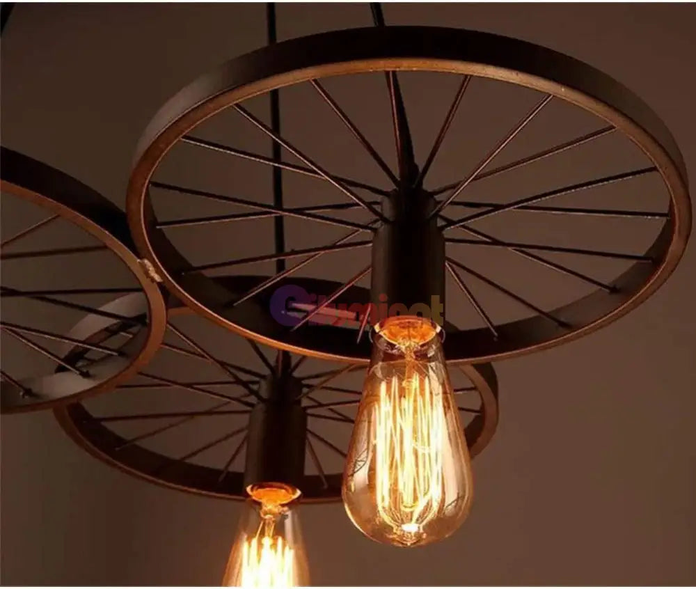 Lustra Vintage Wheels Black 6xE27 NEAGRA / VINTAGE SI RETRO DESIGN Lighting Fixtures