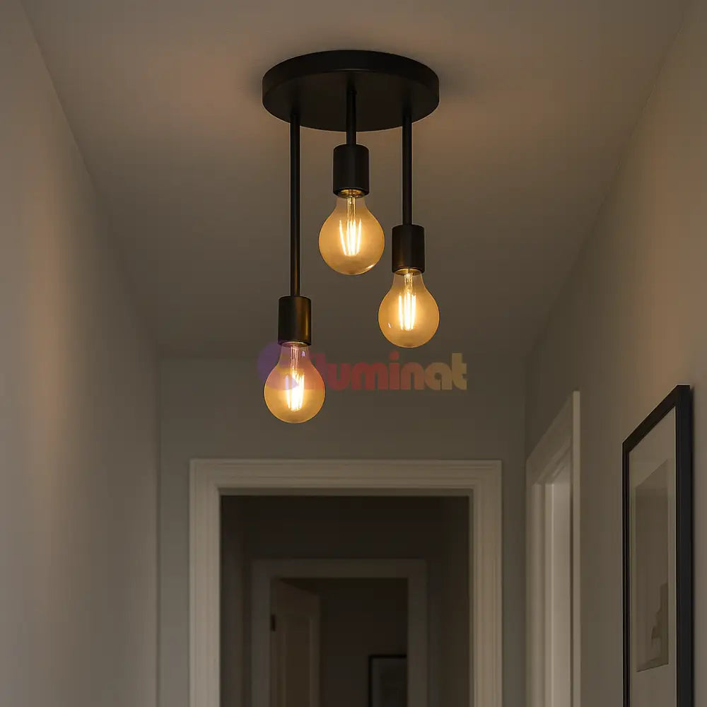 Lustra Vintage WILMCOTE 3xE27 Black 43126 NEAGRA / ABAJUR CEILING LIGHT