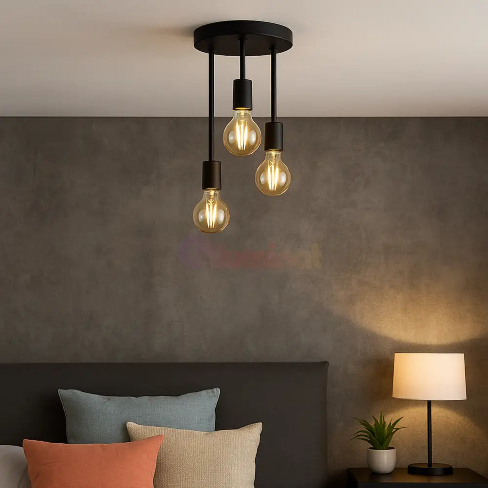 Lustra Abajur MAT Nordic Black 3xE27 DN117-3/BK (Copy) NEAGRA / ABAJUR Chandeliers