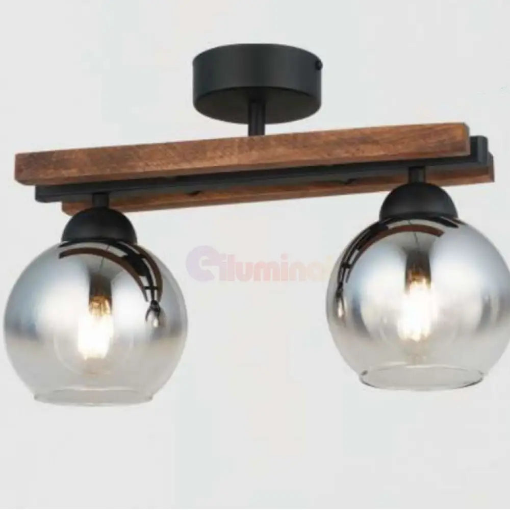 Lustra Wood Black & Brown Abajur Fumuriu 2xE27 Chandeliers