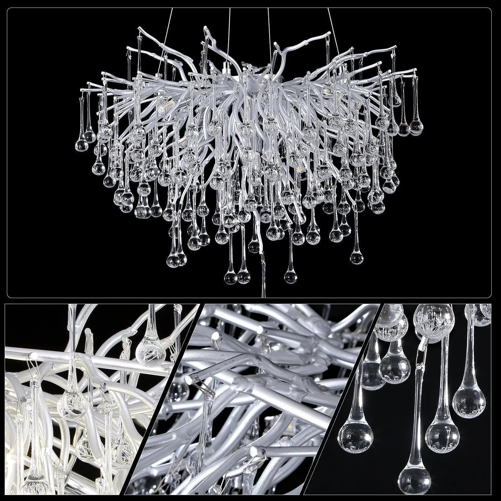Candelabru Cristal LUXURY Silver Tears 60CM ARGINTIE / 60CM / LUXURY Chandeliers Crystal