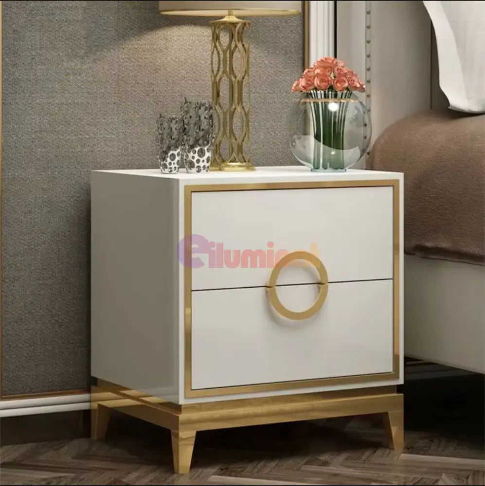 Noptiera Cu 2 Sertare Luxury Line Goldilocks Alba Nightstand