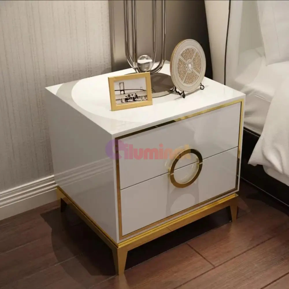 Noptiera Cu 2 Sertare Luxury Line Goldilocks Alba Nightstand