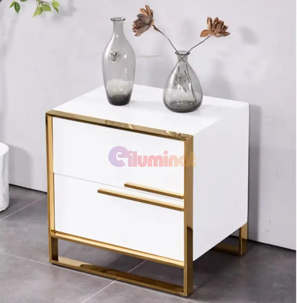 Noptiera Cu 2 Sertare Luxury Line Simplicity Alba Nightstand