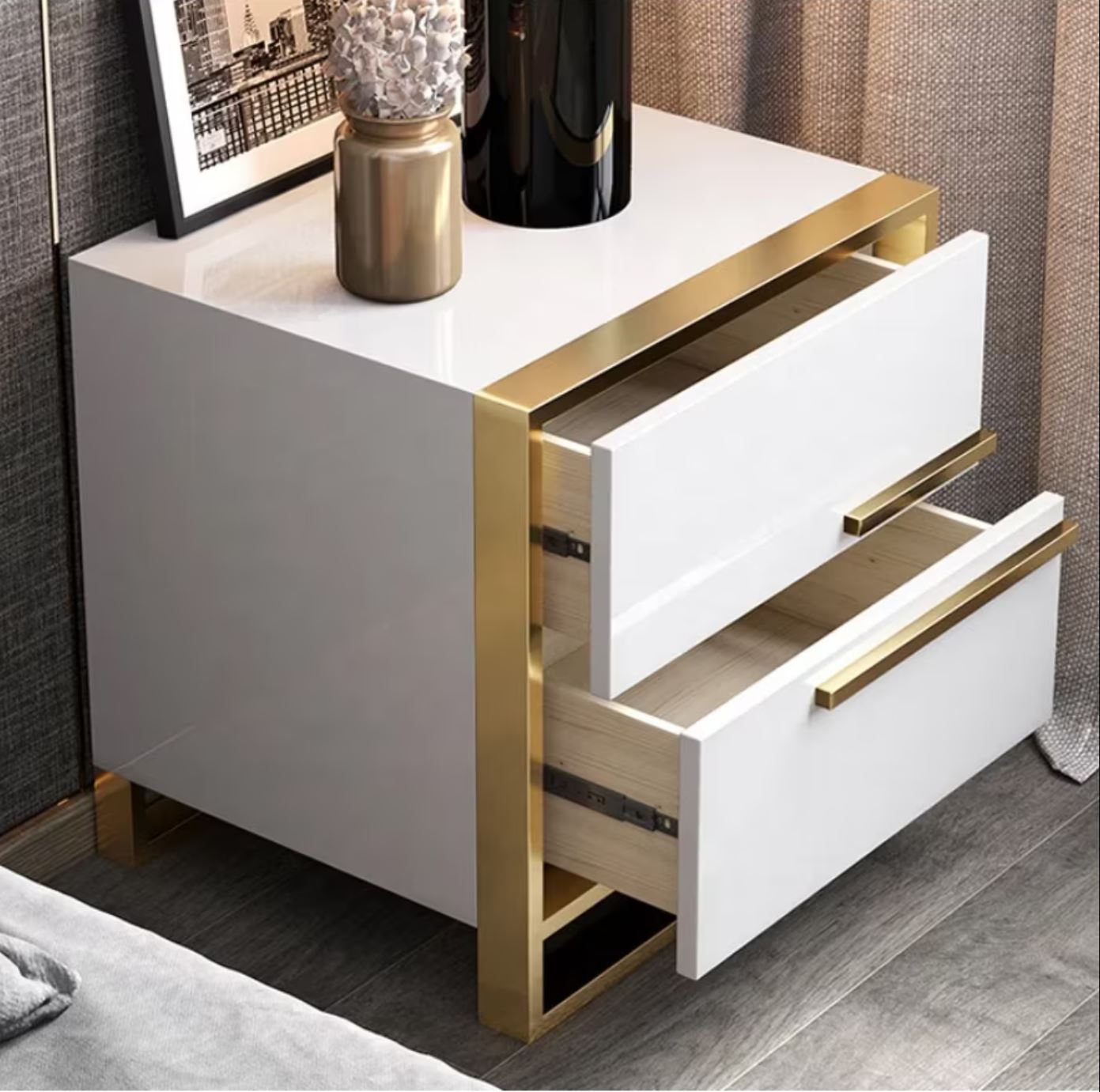 Noptiera Cu 2 Sertare Luxury Line Simplicity Alba Nightstand