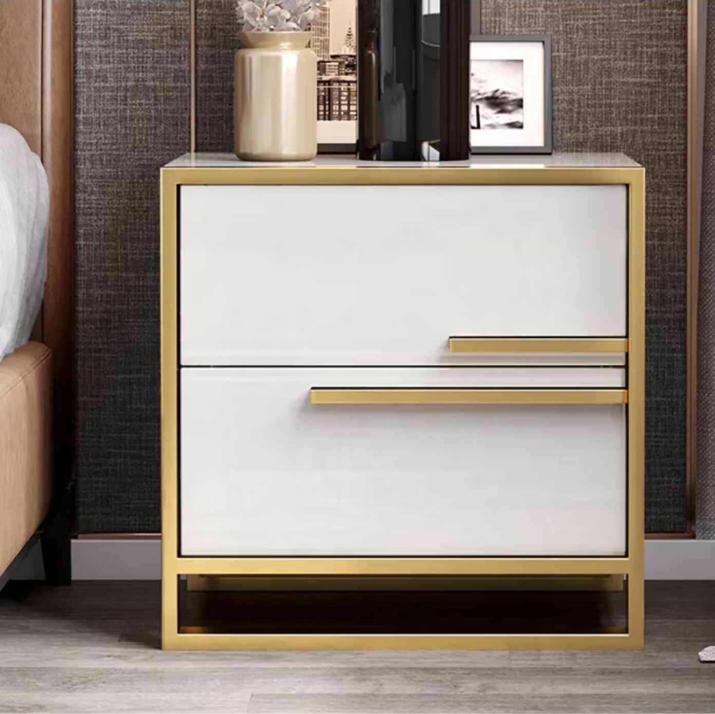 Noptiera Cu 2 Sertare Luxury Line Simplicity Alba Nightstand