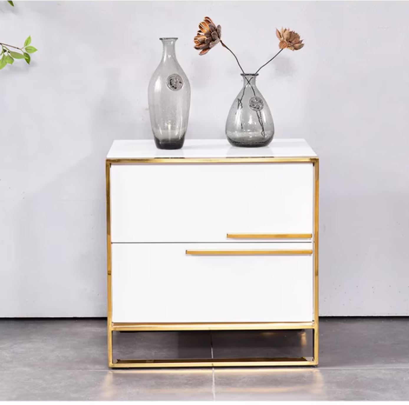 Noptiera Cu 2 Sertare Luxury Line Simplicity Alba Nightstand