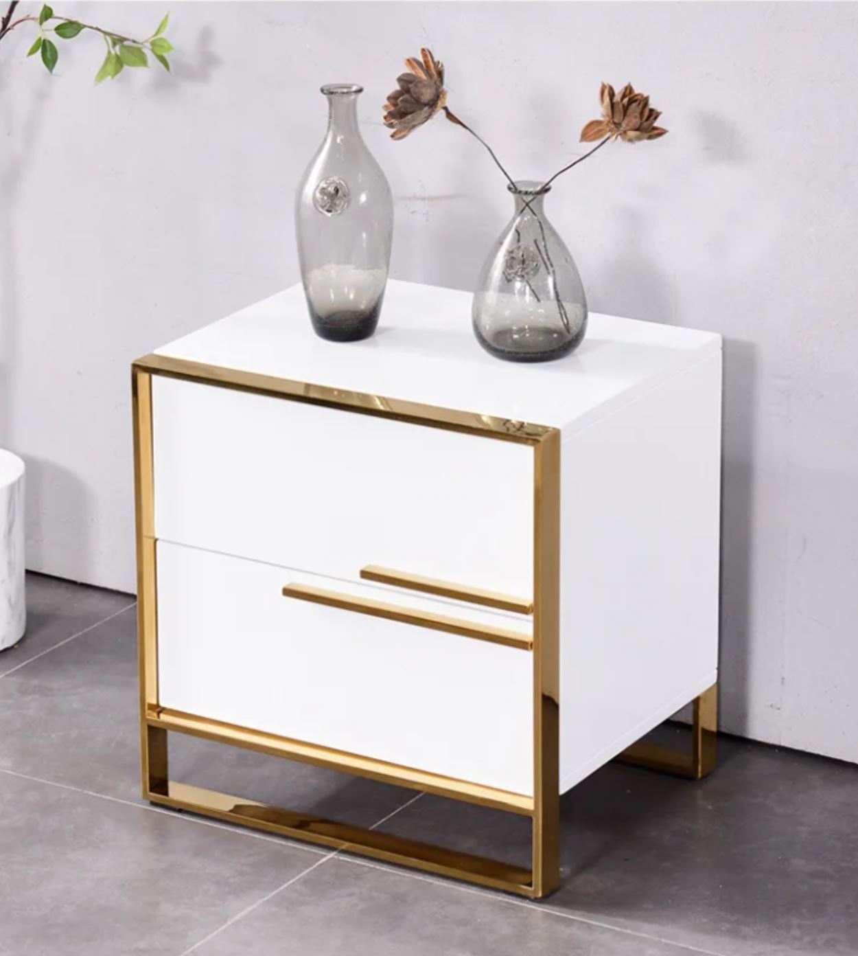 Noptiera Cu 2 Sertare Luxury Line Simplicity Alba Nightstand