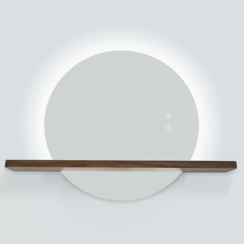 Oglinda LED cu Polita de Lemn Inclusa 60cm Functie Dezaburire, Touch si 2 Lumini J501