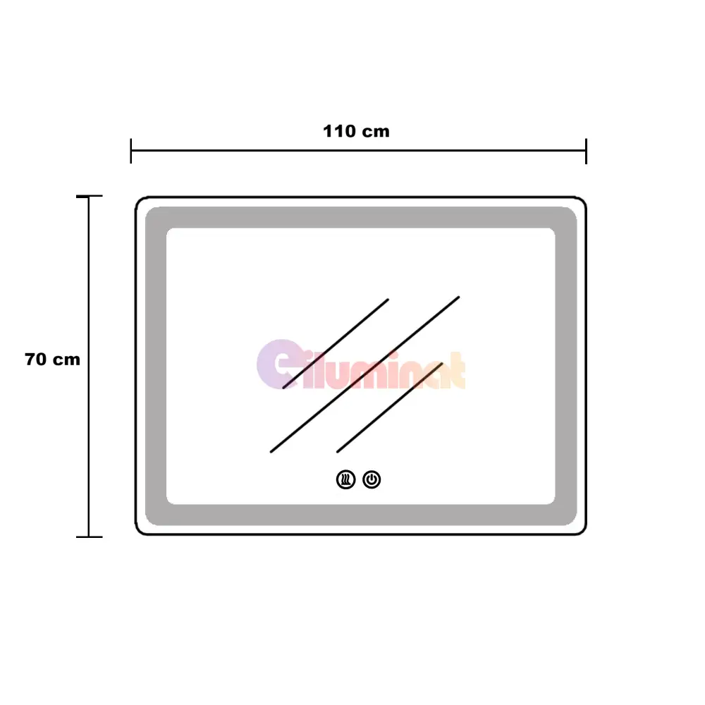 Oglinda Led 110X70Cm Rama Aurie Dezaburire Ceas Temperatura Touch Si 3 Lumini Od058/Gd Mirror