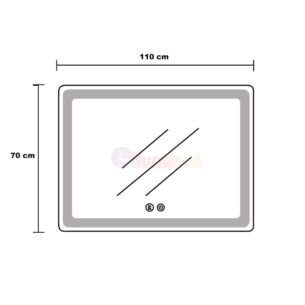 Oglinda Led 110X70Cm Rama Aurie Dezaburire Ceas Temperatura Touch Si 3 Lumini Od058/Gd Mirror