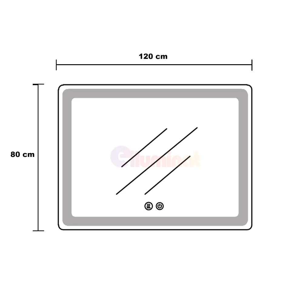 Oglinda Led 120X80Cm Dezaburire Ceas Temperatura Touch Si 3 Lumini Od058 Mirror