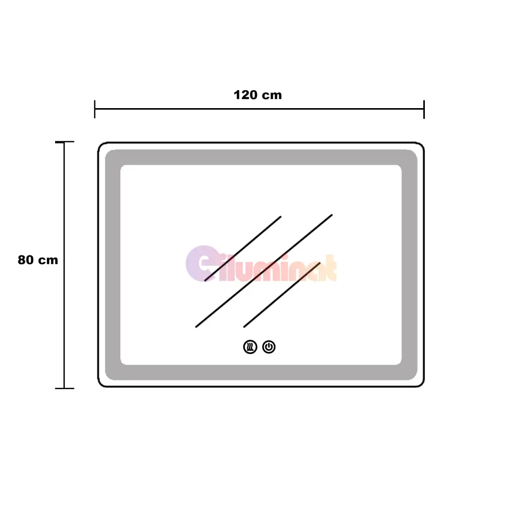 Oglinda Led 120X80Cm Dezaburire Ceas Temperatura Touch Si 3 Lumini Od058 Mirror