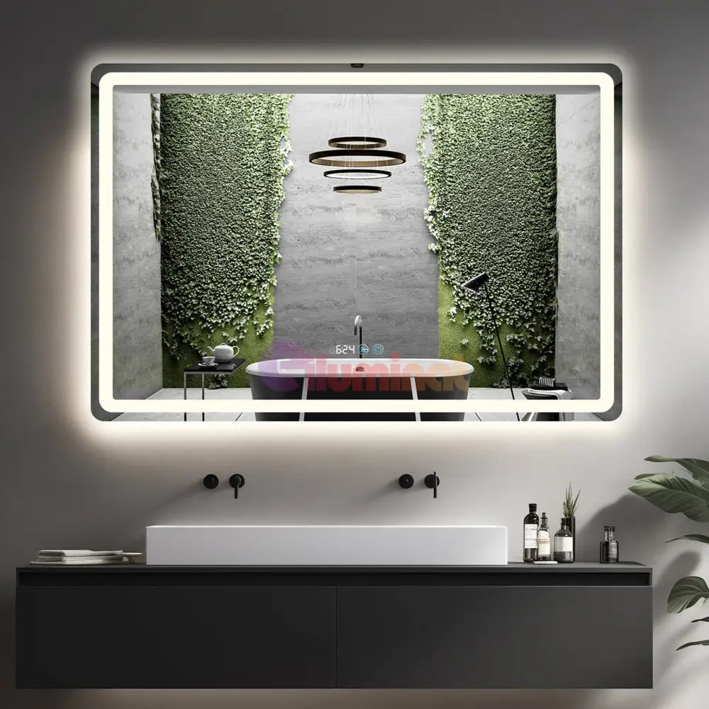 Oglinda Led 120X80Cm Dezaburire Ceas Temperatura Touch Si 3 Lumini Od058 Mirror