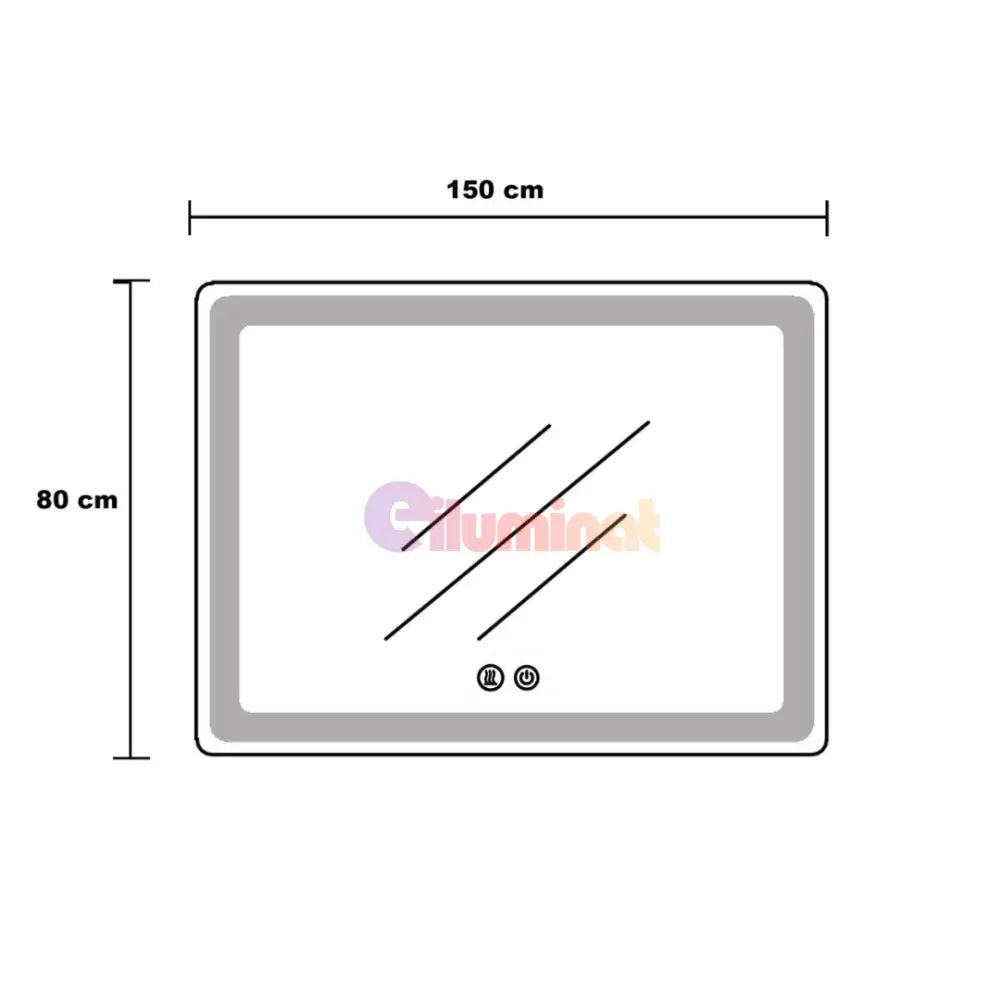 Oglinda LED 150x80CM cu Senzor Radar 3 Lumini Touch Dezaburire Ceas Termometru ARGINTIE / 150x80CM LED MIRROR