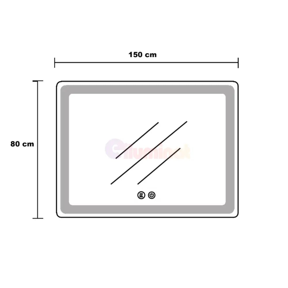 Oglinda LED 150x80CM cu Senzor Radar 3 Lumini Touch Dezaburire Ceas Termometru ARGINTIE / 150x80CM LED MIRROR