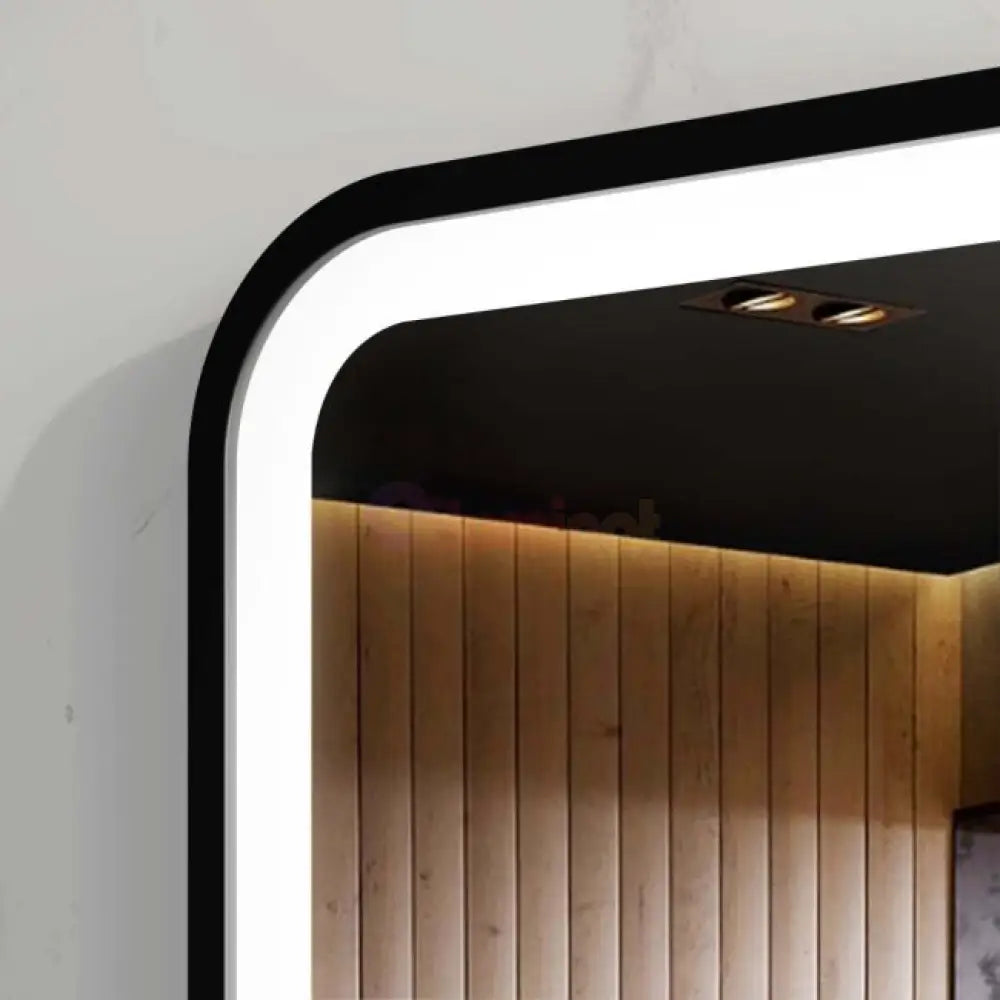 Oglinda LED 45X60cm Rama Neagra cu Functie Dezaburire si Touch 45X60CM / NEAGRA LED MIRROR