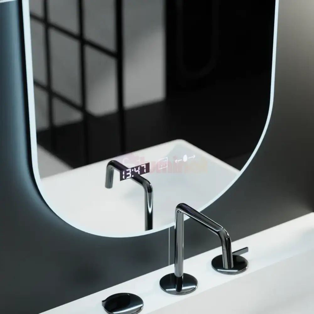 Oglinda LED 50x80cm Ovala Senzor 3 Lumini Ceas Dezaburire si Touch FRAMELESS / 50X80CM LED MIRROR