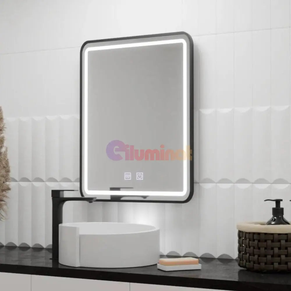 Oglinda LED 60X80cm cu Functie Dezaburire si Touch 60X80CM / NEAGRA LED MIRROR