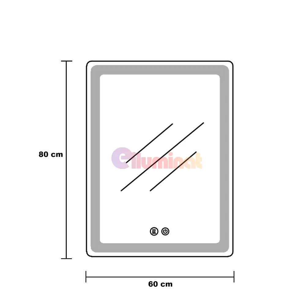 Oglinda Led 60X80Cm Rama Aurie 3 Lumini Dezaburire Si Touch Od039/Gd Mirror