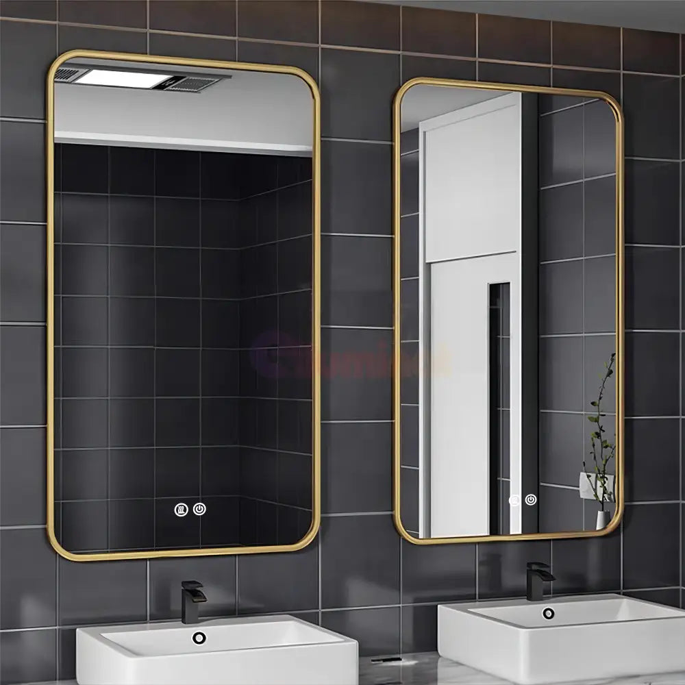 Oglinda Led 60X80Cm Rama Aurie 3 Lumini Dezaburire Si Touch Od041/Gd Mirror